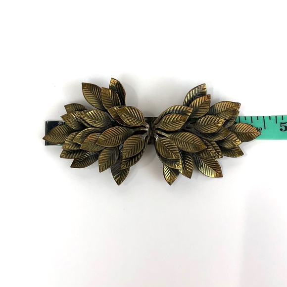 Vintage Gold-tone Angel Wings Leaves Pin Brooch Scarf Clip 4 1/2 Inch - Picture 6 of 8